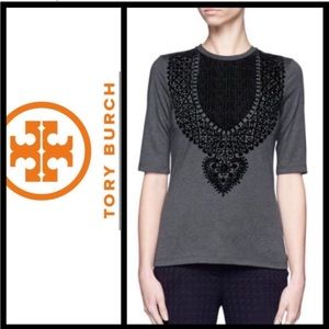 Tory Burch Estelle Velvet Flock T-Shirt.  NWOT Size Med